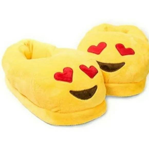 Shoes Plush Emoji Slipperssmiley Heart Eyes Youth Size Free Emoji